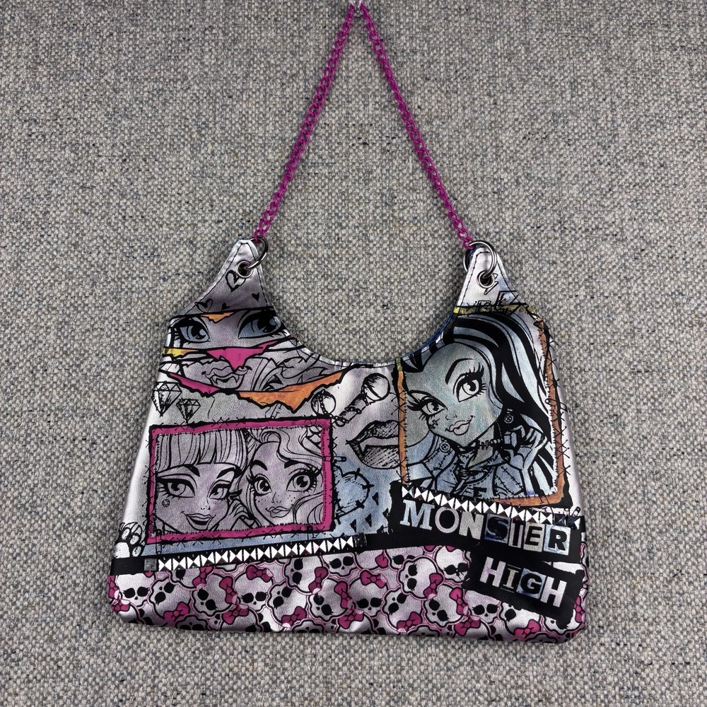MONSTER HIGH Girls Purse Silver Dress Up Cute Handbag Pink Chain Strap
